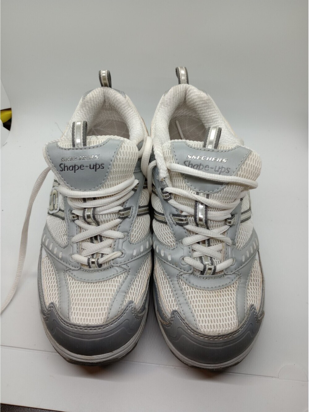 Skechers Shape Ups Women's 7 White Gray Walking Orthotic Fitness Shoes 209